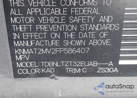 2015 Nissan Rogue Sv from USA, damaged, VIN KNMAT2MV2FP586407